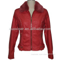 Fashion new ladies red color slim fit leather jacket